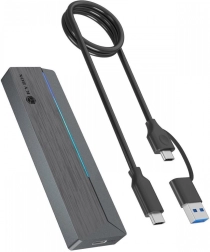 Carcasă externă pentru SSD M.2 NVMe și SATA cu iluminare RGB, USB 3.2 Gen 2 (10 Gb/s)