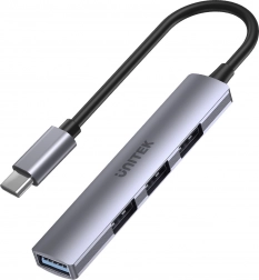 UNITEK hub USB‑C 4× USB‑A (1× 5 Gbps + 3× USB 2.0) din aluminiu