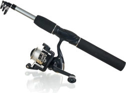 Lansetă de pescuit telescopică 180 cm cu mulinetă și accesorii