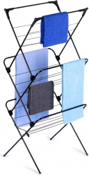 Uscător de rufe metalic pliabil, negru, 61 × 58 × 136 cm