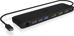 Icy Box stație de andocare USB‑C 12‑în‑1 cu ieșire video triplă, HDMI, DisplayPort, LAN și USB