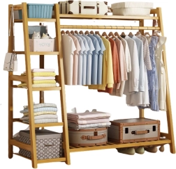 Suport din bambus pentru haine cu 5 rafturi – 130 cm