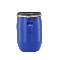 Butoi din plastic 60 l cu colier metalic, albastru