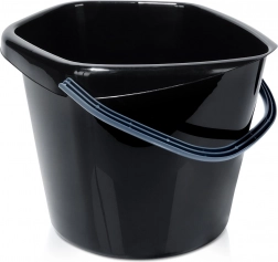 Găleată neagră din plastic 14 l cu gură de scurgere