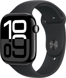 Apple Watch Seria 10 GPS 46 mm cu curea sport neagră - mărimea S/M