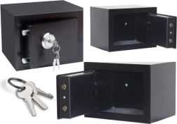 Seif de casă din oțel cu cheie, negru 23 × 17 × 17 cm