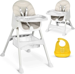 Scăunel de masă 3‑în‑1 cu măsuță și bavetă din silicon RICOKIDS Milo, gri