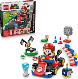 lego super mario mario kart – figurină interactivă mario și kart standard