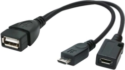 adaptor usb otg micro‑usb la usb 2.0 cu alimentare suplimentară 15 cm