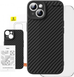 Husă din fibre sintetice Baseus pentru iPhone 15 Plus cu sticlă securizată