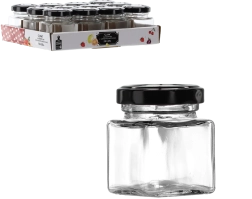 Borcan pătrat 50 ml cu capac metalic