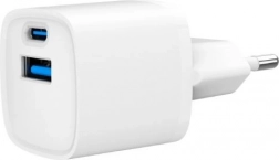 Mini încărcător USB‑A/USB‑C 20 W cu PD și QC 3.0 – alb