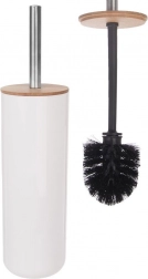 Perie WC din bambus cu suport WHITNEY, alb, 37 cm