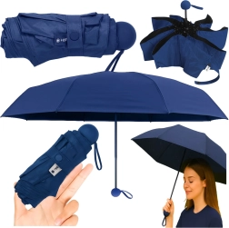 Umbrelă de buzunar pliabilă cu protecție UV UPF 50+ 90 cm – bleumarin cu husă