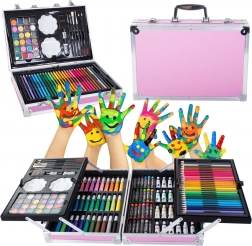 Set creativ într-o servietă 145 buc roz