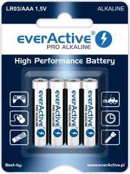 Baterii alcaline AAA (LR03) Everactive Pro Alkaline, blister 4 bucăți