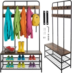 Cuier tip etajeră de hol cu suport pentru haine 182 cm Ruhhy