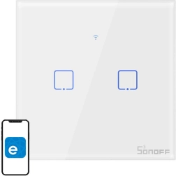 Întrerupător tactil inteligent Wi‑Fi SONOFF, cu 2 canale