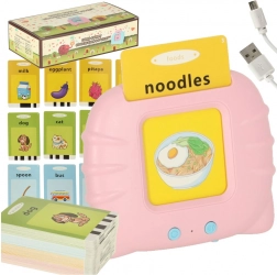 Cititor electronic de carduri pentru învățarea limbii engleze, 112 carduri audio, roz