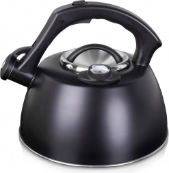 Ceainic din oțel cu fluier și termometru 3 l – negru