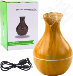 Difuzor de aromă cu ultrasunete și umidificator cu imitație de lemn 130 ml