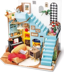 rolife miniatură căsuță colț de living – kit diy cu iluminare led