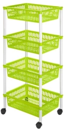 Raft cu coșuri pe roți, 4 etaje, 40 × 30 × 89 cm, plastic