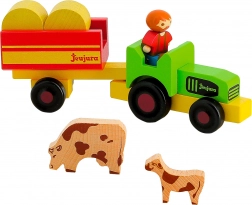Jeujura figurine din lemn fermier cu tractor