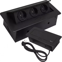 Priză triplă încastrată în blat IZOXIS, neagră