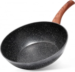 Wok din granit VILDE Black&Wood 28 cm