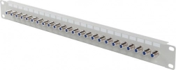 Patch panel 24 porturi 19" cu conectori F (through) – gri