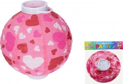 Lampion sferic 20 cm pe baterii cu motiv de inimioare