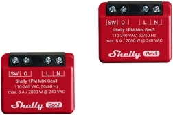 Shelly 1PM Mini Gen3 set 2 întrerupătoare inteligente Wi‑Fi/Bluetooth