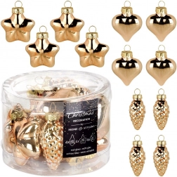 Globuri de Crăciun din sticlă aurii 4–4,5 cm, set 12 buc