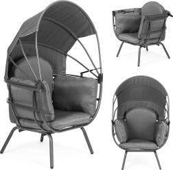 Scaun de grădină cu copertină reglabilă, gri ModernHome