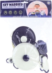 Set de vase de bucătărie pentru copii, 9 piese, albastru-alb