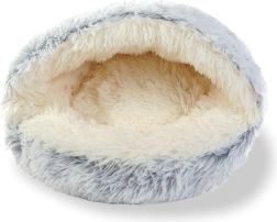 Pătuț rotund din pluș pentru pisici, 50 cm, gri