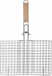 Coș de grătar închis 32 × 49 cm cu mâner din lemn