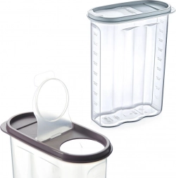 Recipient din plastic pentru alimente vrac cu dozator și marcaj de măsurare 2,4 l