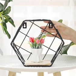 Raft decorativ hexagonal, stil LOFT - negru II