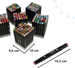 Markere alcoolice cu două capete în husă cu suport – 204