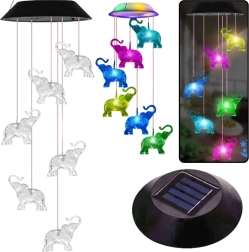 Lămpi LED solare pentru grădină Clopoței Elefant colorați