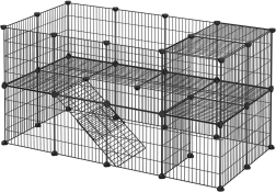 Carcasa modulară pentru animale de companie mici – 2 niveluri, pentru hamsteri, porcușori de Guineea, rozătoare, negru
