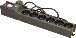 Prelungitor cu protecție la supratensiune LESTAR, 6 prize, 1,5 m, negru