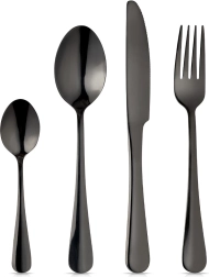 Set de tacâmuri din oțel inoxidabil Vilde, negru, 16 piese pentru 4 persoane