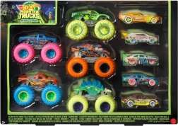 Set HOT WHEELS MONSTER TRUCKS 1:64 care strălucesc în întuneric, 10 piese