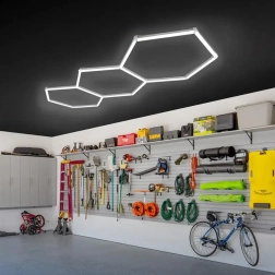 Panou plafon hexagonal LED 247 × 98 cm, 125 W, 6500K pentru garaj, atelier și interior