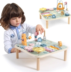 Măsuță educativă din lemn Viga PolarB cu labirint cu bile și xilofon