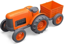 Tractor cu remorcă portocaliu de la Green Toys