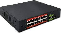 Switch fast ethernet poe 16× rj45 10/100 mb/s + 2× uplink gigabit rj45 și 1× sfp
